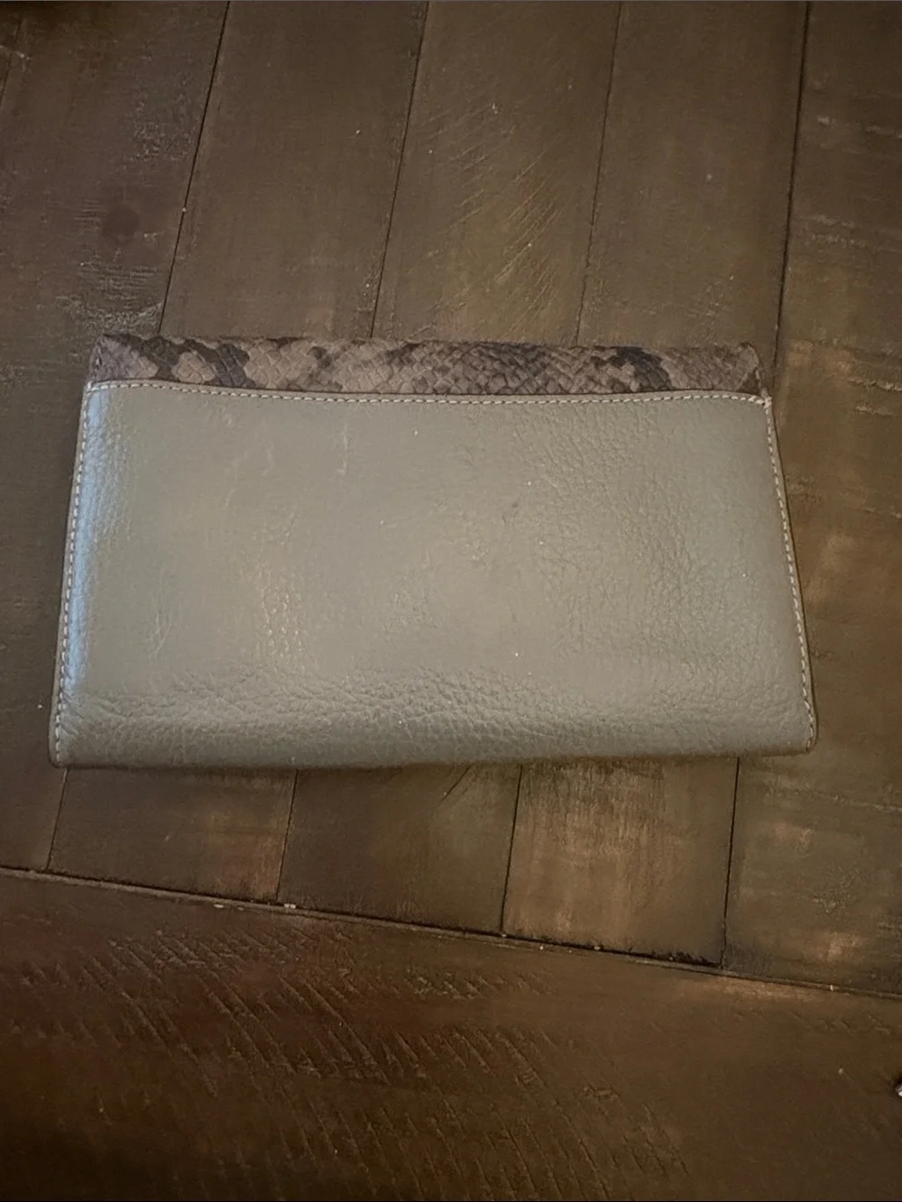 Coach Two-Tone Snake-Print Leather Clutch - Wristlet Gray and Brown